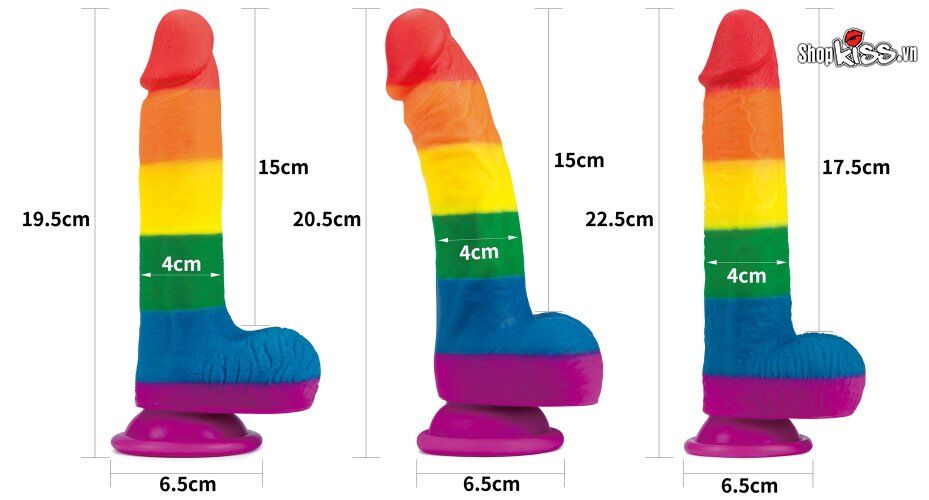 Dương Vật Giả Lovetoy Pride Silicon Nhiều Màu 3 Size 7.5 – 8.0 – 9.0 (HM35B – HM35C – HM35D) 12 Dương vật giả silicon màu Lovetoy Pride giá bao nhiêu?