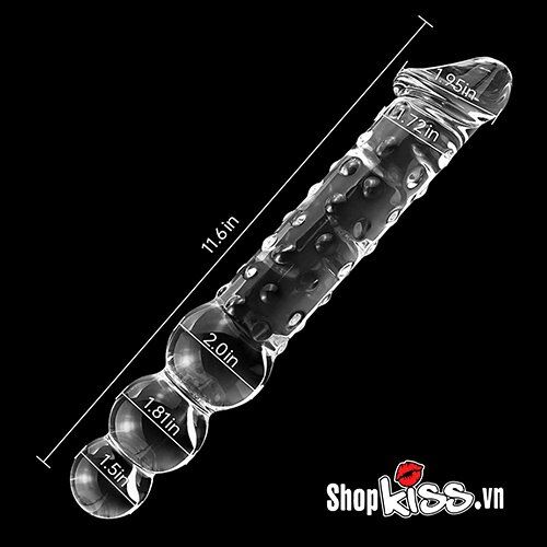 Dương vật giả thủy tinh hai đầu siêu kích thích DV52D để kích thích hậu môn