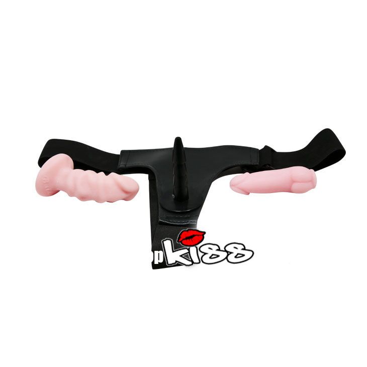 Bộ dương vật dây đeo cỡ nhỏ mềm mại 2 dương vật (DC65N) 26 Dụng cụ quan hệ tình dục đồng tính kích thước nhỏ dây đeo dương vật DC65N